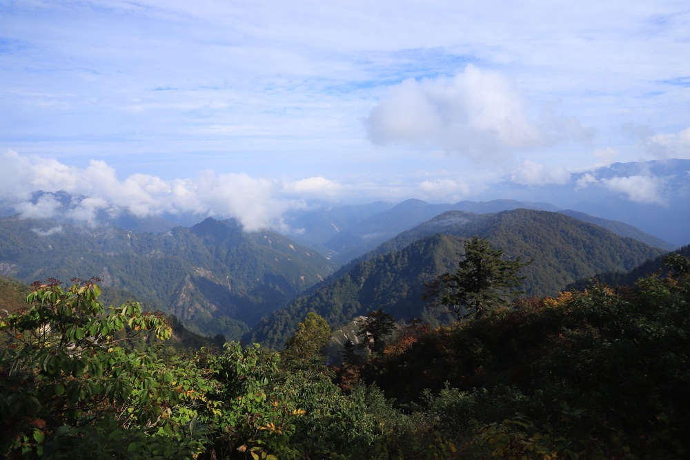 劇的にパノラマが開ける登山道の中盤